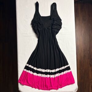 Y2K Boston Proper Pink and Black Summer Dress-Small